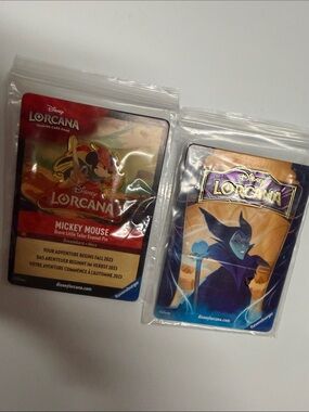 Disney Lorcana Mickey Mouse Enamel Pin Trading Card - Red and Gold